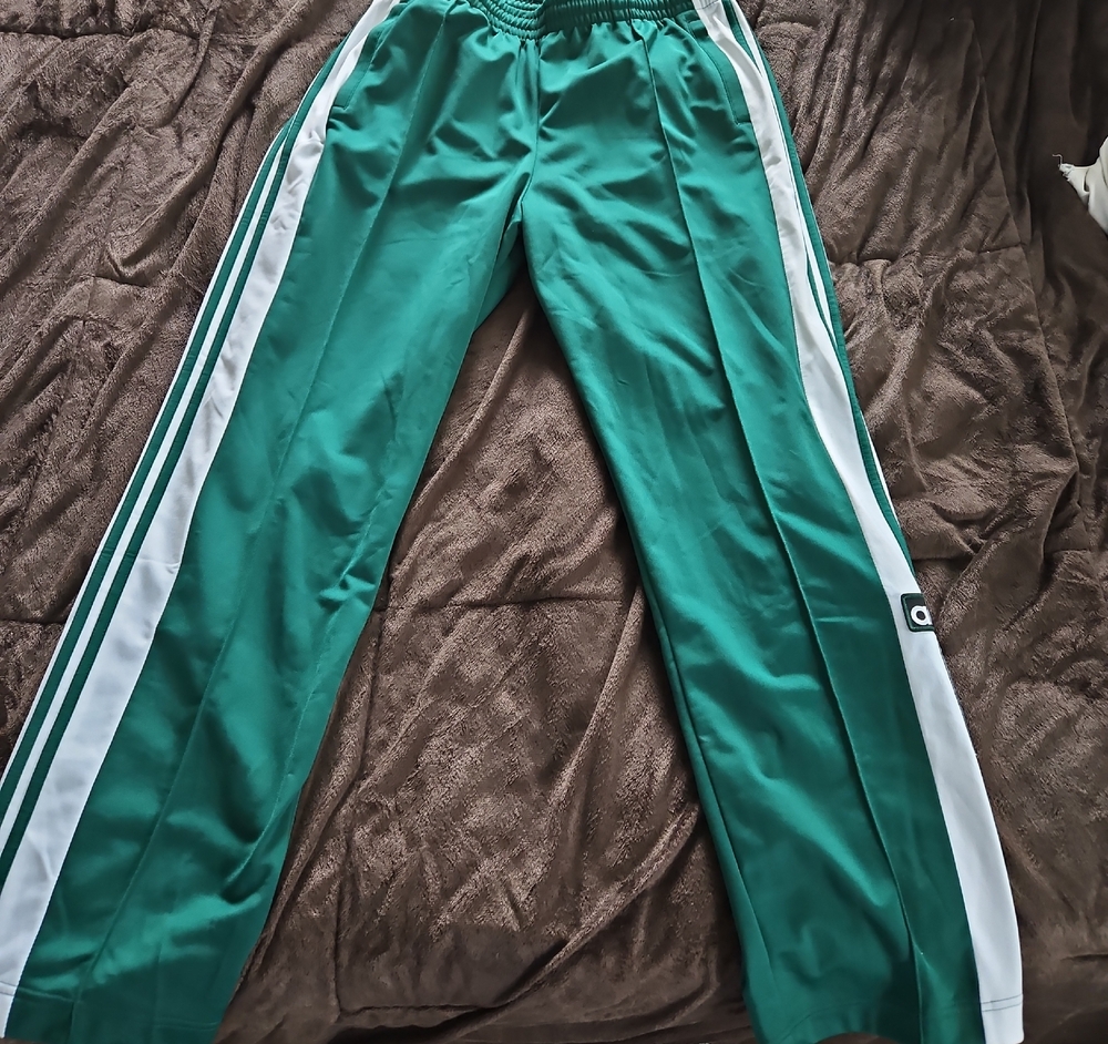 adidas Green and White Track Pants